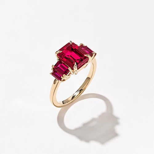 custom three stone ruby engagement ring