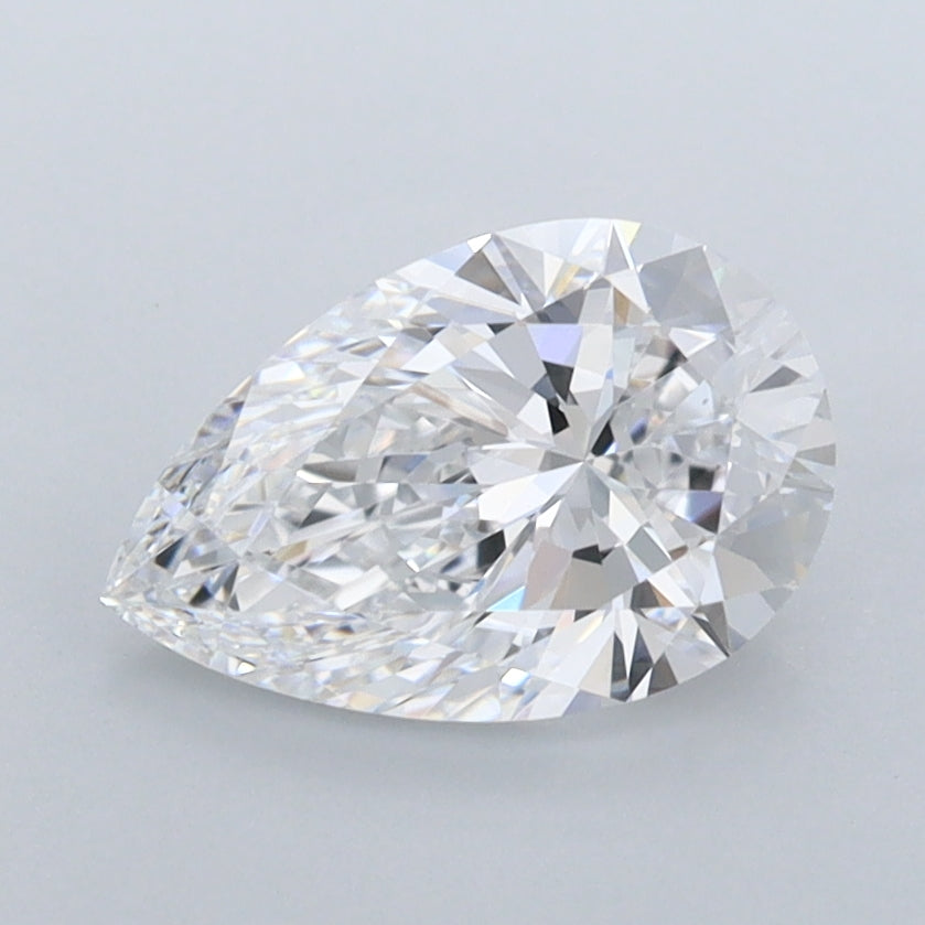 1.38 Carat Pear Shaped, Ideal Cut, D Color, FL Clarity, IGI Certified Lab Grown Diamond