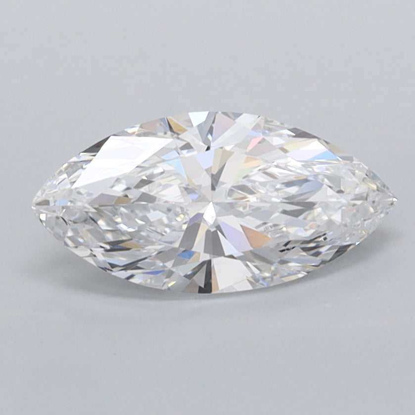 0.89 Carat Marquise Shaped, Ideal Cut, D Color, VVS2 Clarity, IGI Certified Lab Grown Diamond