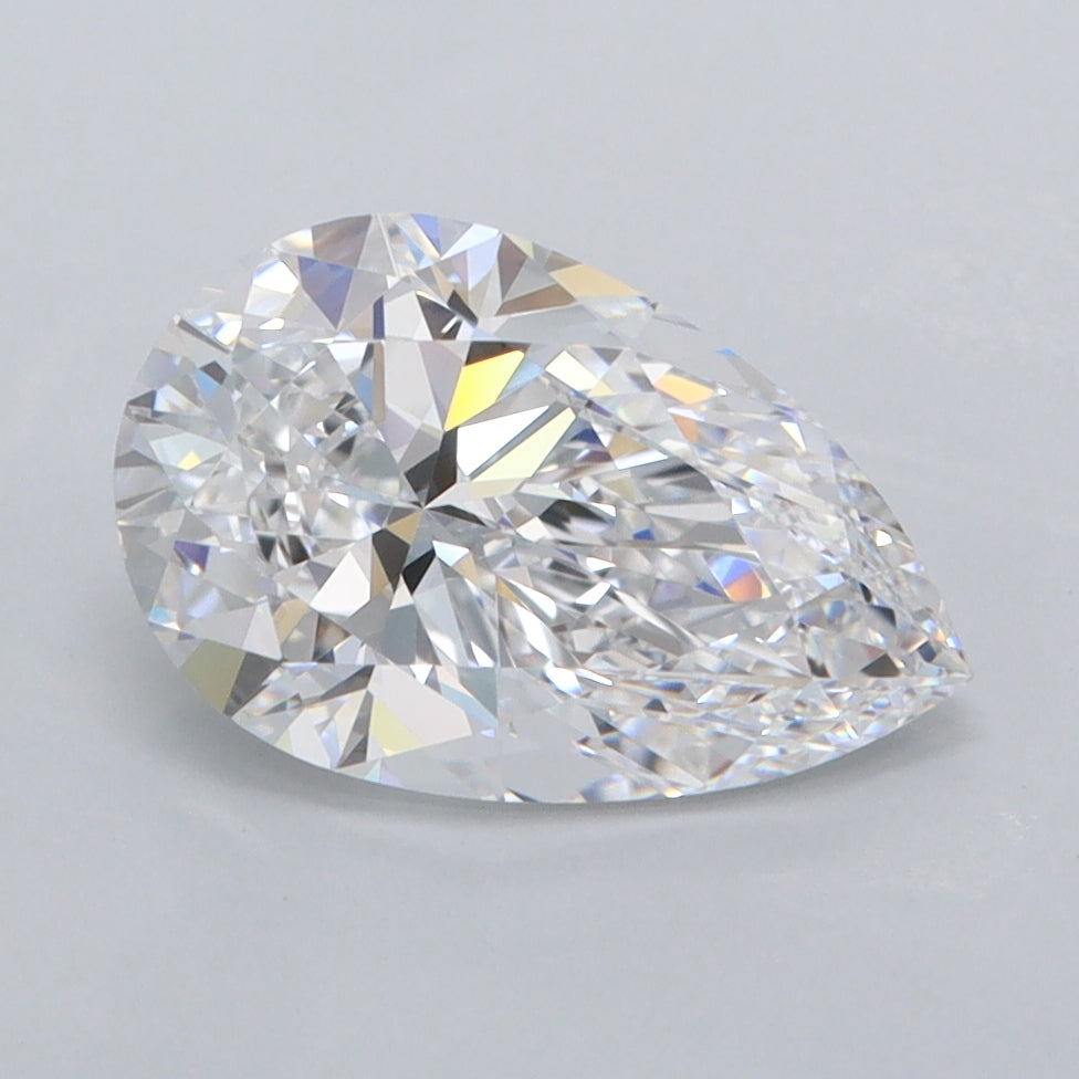 1.42 Carat Pear Shaped, Ideal Cut, D Color, FL Clarity, IGI Certified Lab Grown Diamond
