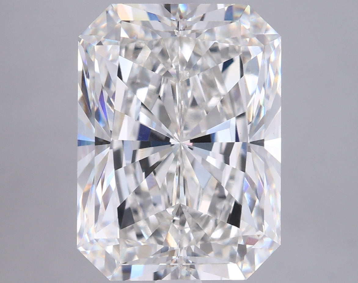 5.03 Carat Radiant Shaped, Ideal Cut, F Color, VVS2 Clarity, IGI Certified Lab Grown Diamond