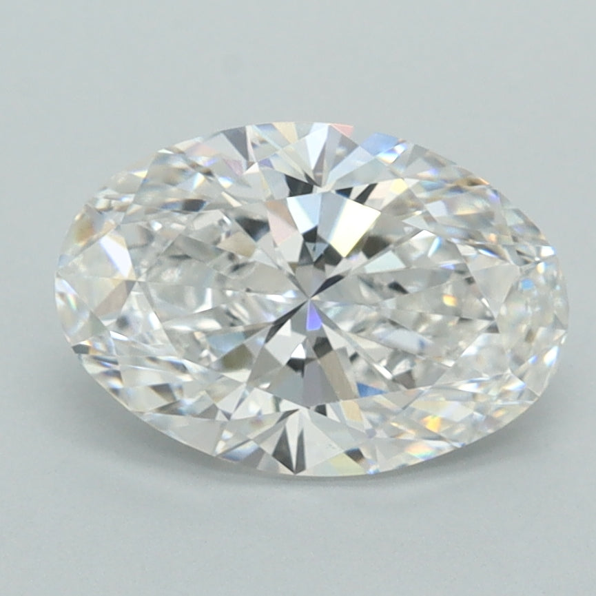 2.01 Carat Oval Shaped, Ideal Cut, E Color, VVS2 Clarity, GCAL Certified Lab Grown Diamond