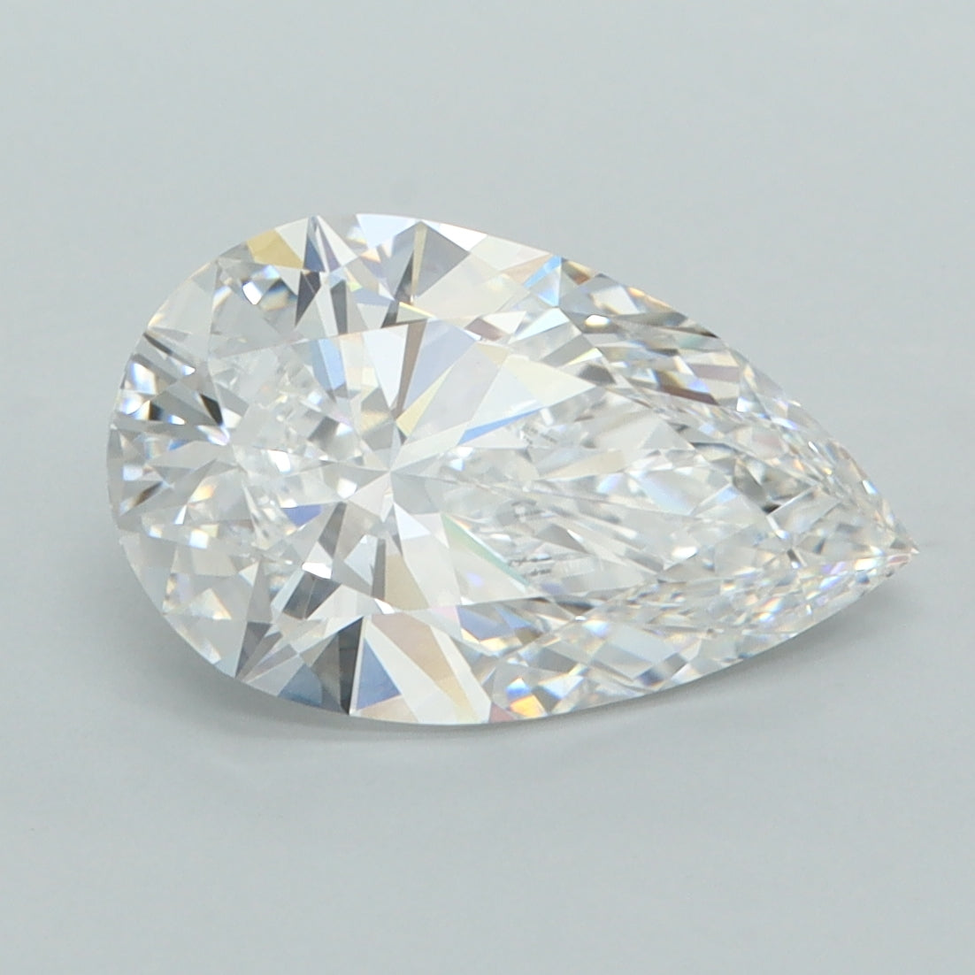 2.81 Carat Pear Shaped, Ideal Cut, D Color, VVS2 Clarity, GCAL Certified Lab Grown Diamond