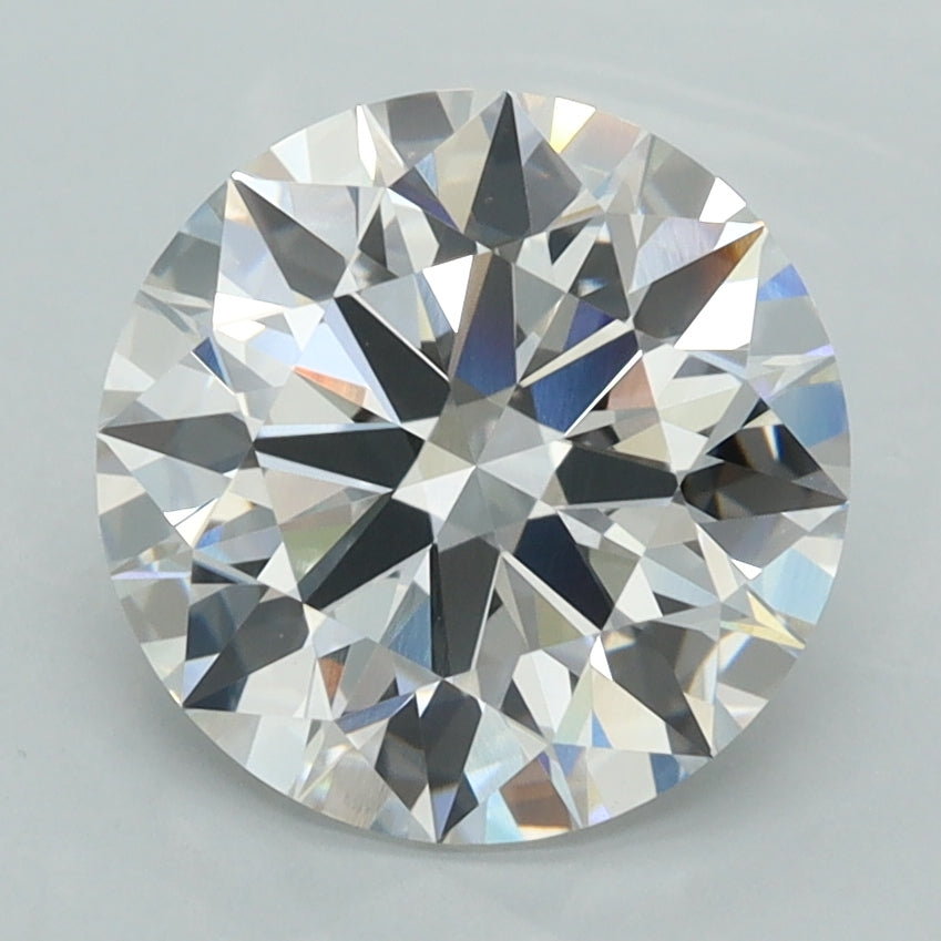3.10 Carat Round Shaped, F Color, VVS2 Clarity, GCAL Certified Lab Grown Diamond