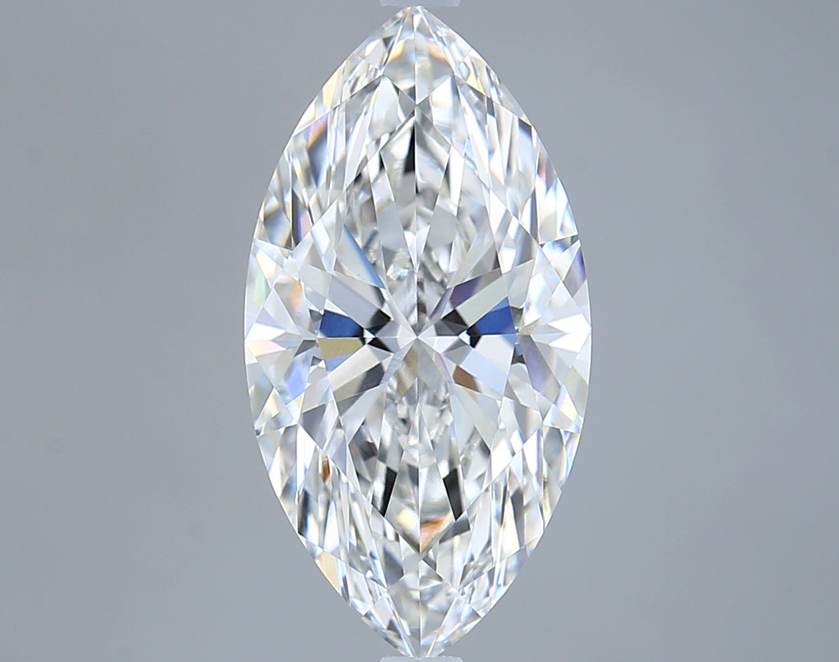 5.07 Carat Marquise Shaped, Ideal Cut, F Color, VVS2 Clarity, IGI Certified Lab Grown Diamond