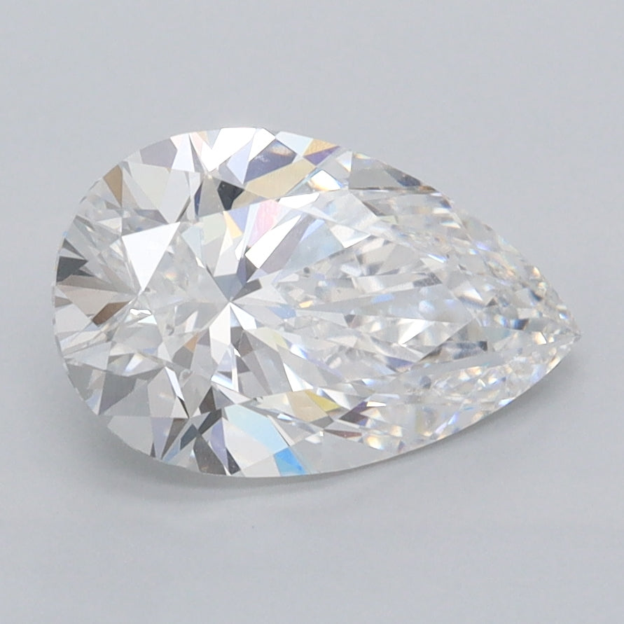 2.01 Carat Pear Shaped, Excellent Cut, D Color, VVS1 Clarity, IGI Certified Lab Grown Diamond