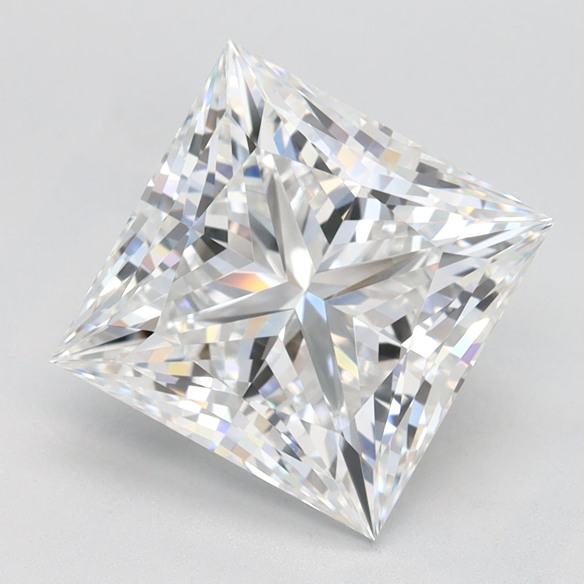 4.07 Carat Princess Shaped, Ideal Cut, E Color, VVS1 Clarity, IGI Certified Lab Grown Diamond