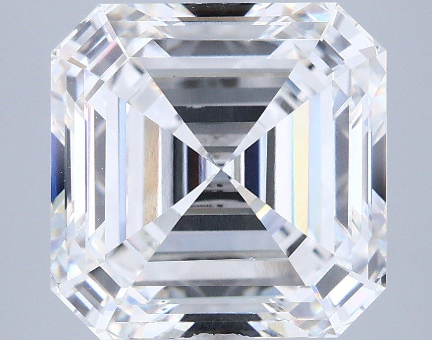 5.07 Carat Asscher Shaped, Excellent Cut, F Color, VVS2 Clarity, IGI Certified Lab Grown Diamond