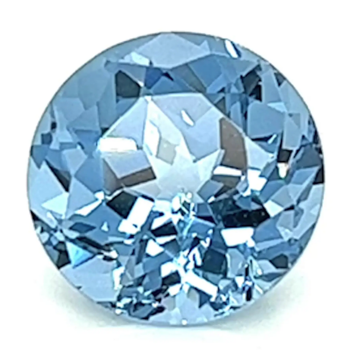 0.79 Carat Round Cut Lab-Created Aqua Blue Spinel