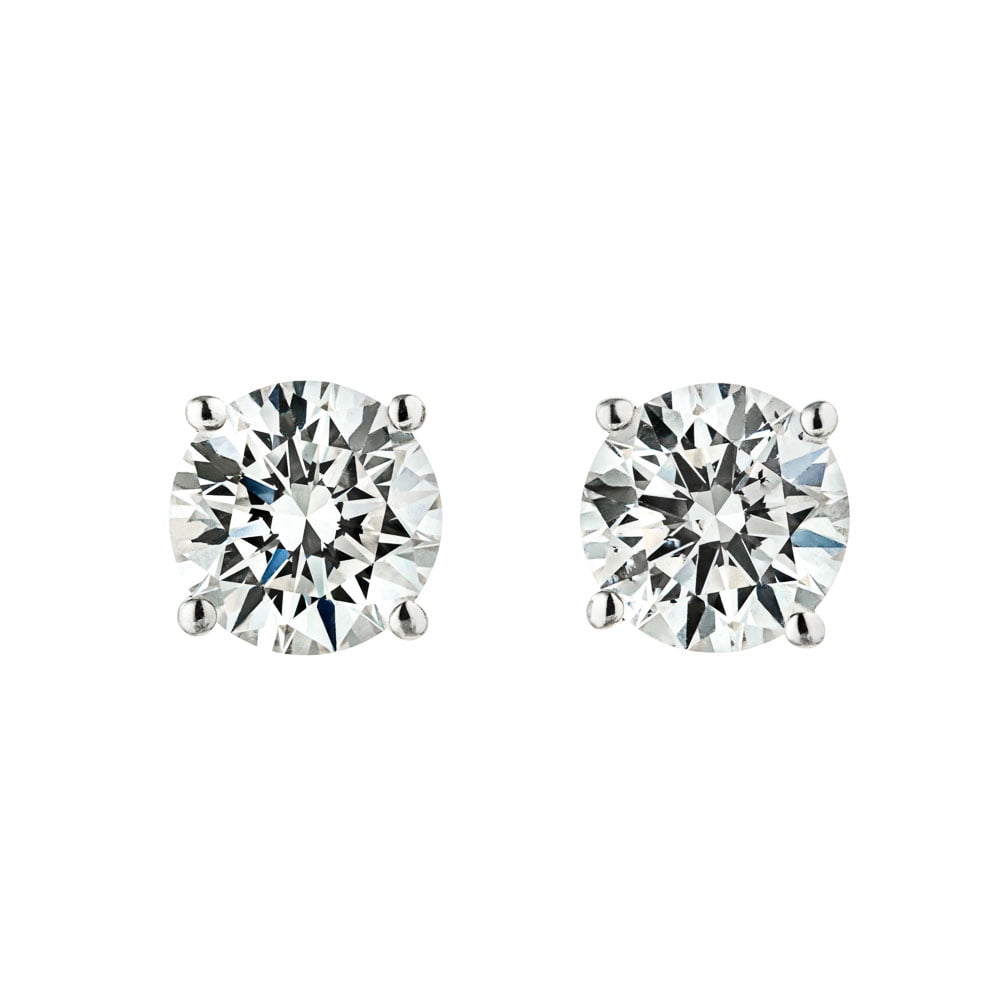Lab-Grown Diamond Martini Stud Earrings in 14K white gold | martini three prong stud earrings gold