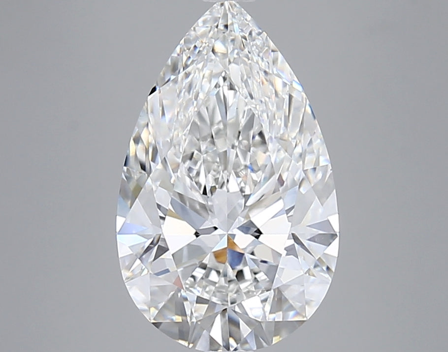 5.05 Carat Pear Shaped, Ideal Cut, F Color, VVS2 Clarity, IGI Certified Lab Grown Diamond