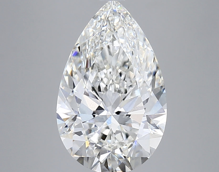 5.02 Carat Pear Shaped, Ideal Cut, F Color, VVS2 Clarity, IGI Certified Lab Grown Diamond