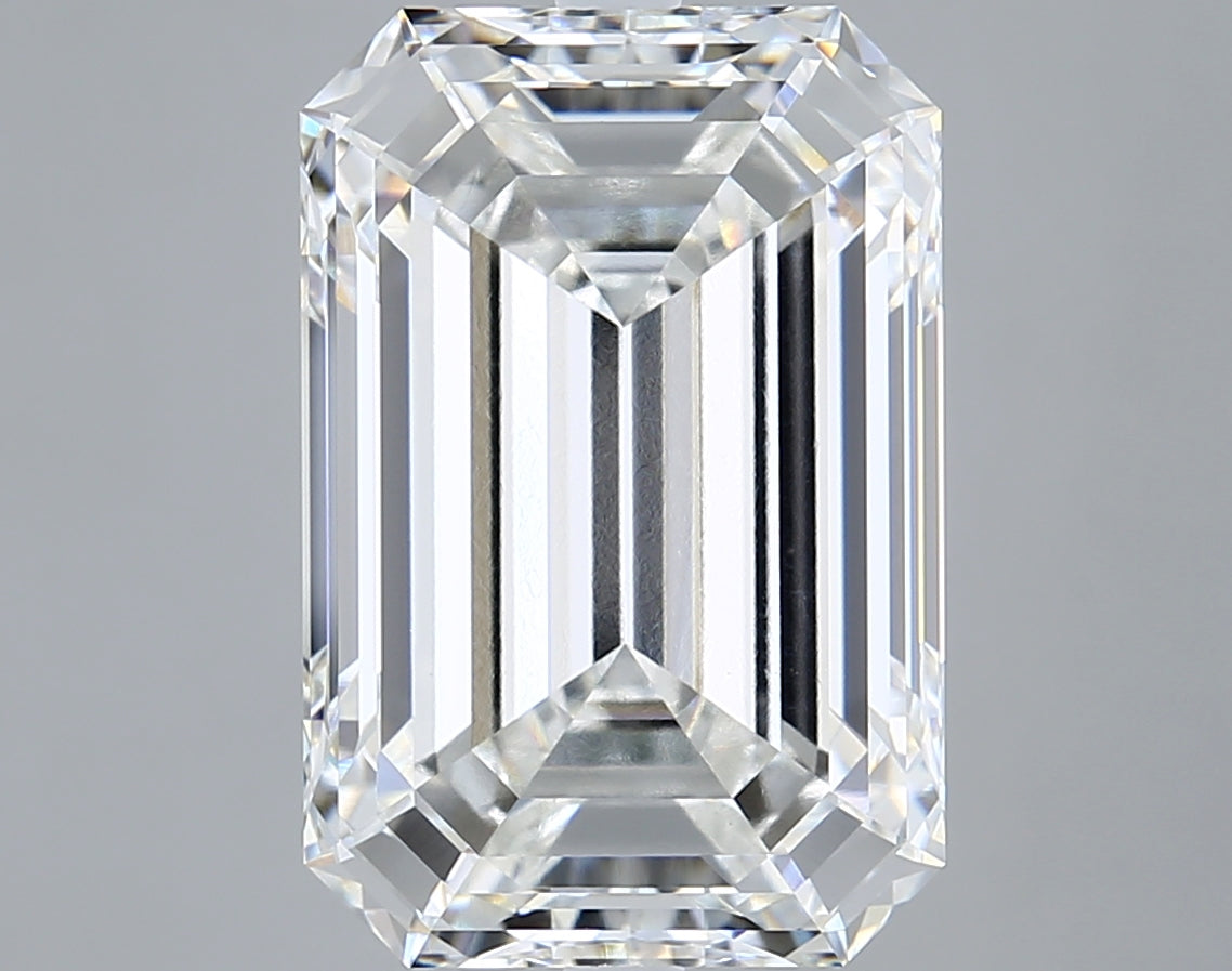 9.08 Carat Emerald Shaped, Ideal Cut, F Color, VVS2 Clarity, IGI Certified Lab Grown Diamond