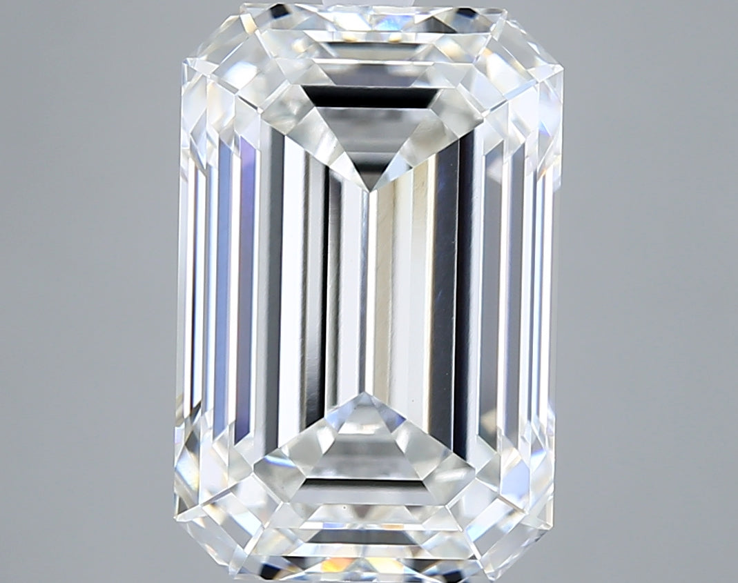 8.10 Carat Emerald Shaped, Ideal Cut, F Color, VVS2 Clarity, IGI Certified Lab Grown Diamond