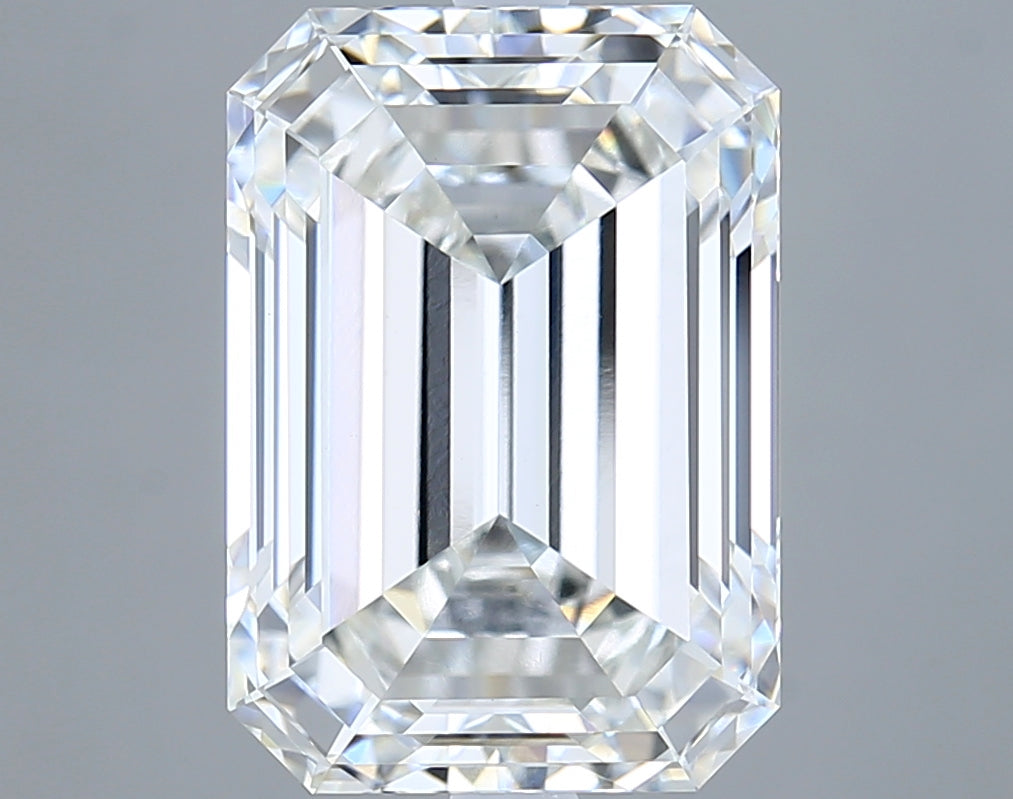 7.09 Carat Emerald Shaped, Ideal Cut, F Color, VVS2 Clarity, IGI Certified Lab Grown Diamond