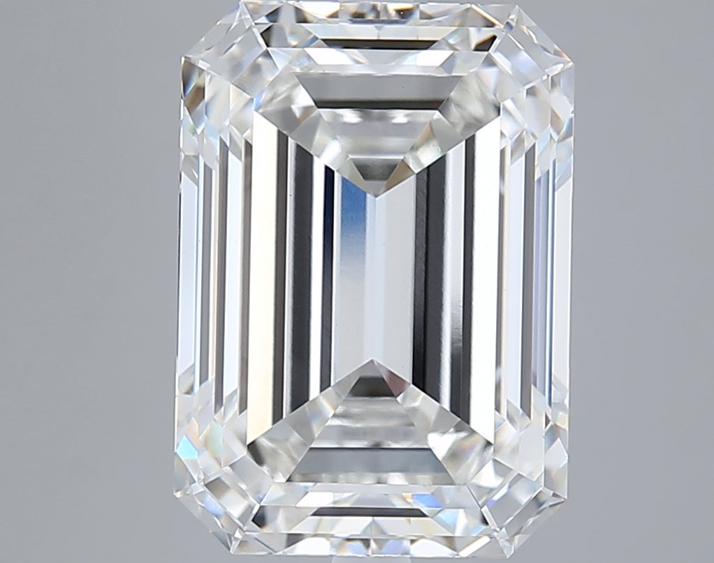 8.09 Carat Emerald Shaped, Ideal Cut, F Color, VVS2 Clarity, IGI Certified Lab Grown Diamond