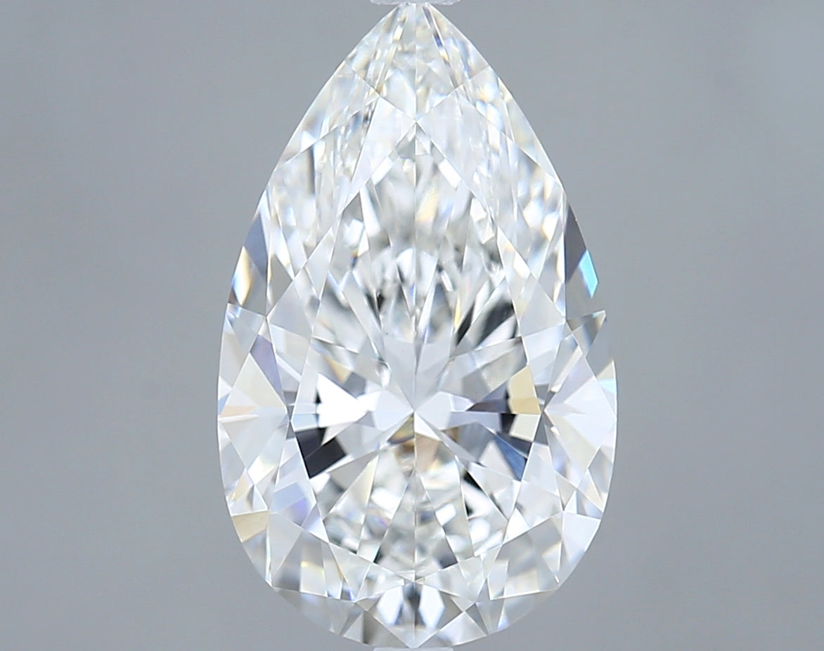 5.04 Carat Pear Shaped, Ideal Cut, F Color, VVS2 Clarity, IGI Certified Lab Grown Diamond