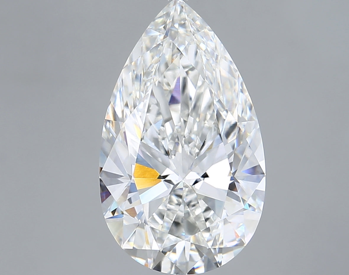 5.02 Carat Pear Shaped, Ideal Cut, F Color, VVS2 Clarity, IGI Certified Lab Grown Diamond