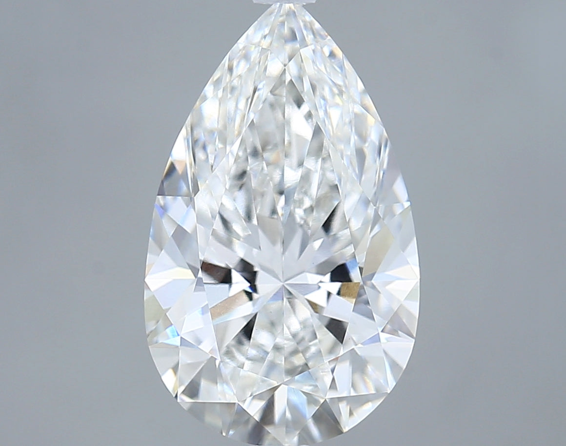 5.05 Carat Pear Shaped, Excellent Cut, F Color, VVS2 Clarity, IGI Certified Lab Grown Diamond