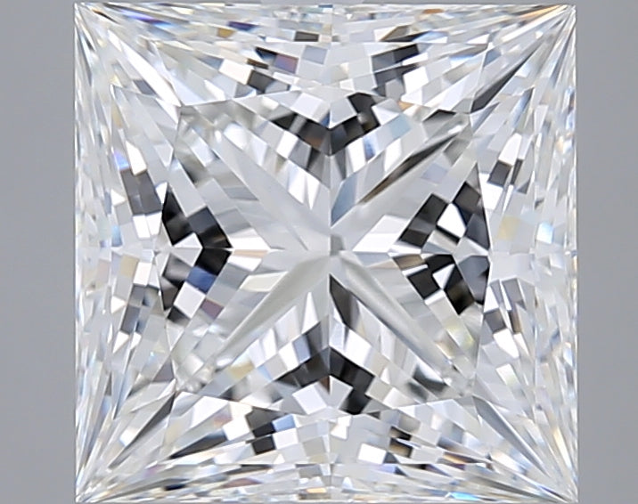 6.08 Carat Princess Shaped, Ideal Cut, F Color, VVS2 Clarity, IGI Certified Lab Grown Diamond