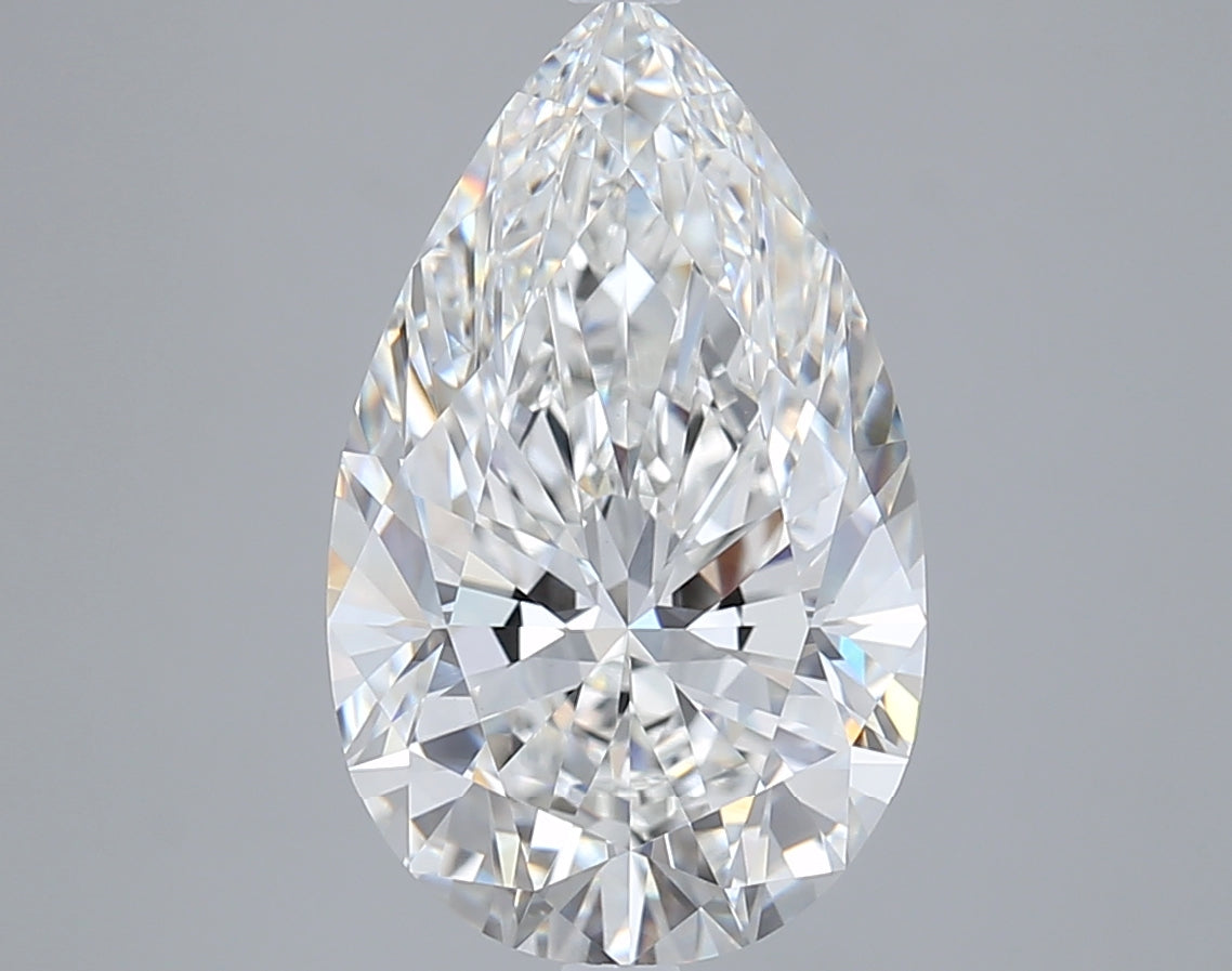 5.06 Carat Pear Shaped, Ideal Cut, F Color, VVS2 Clarity, IGI Certified Lab Grown Diamond