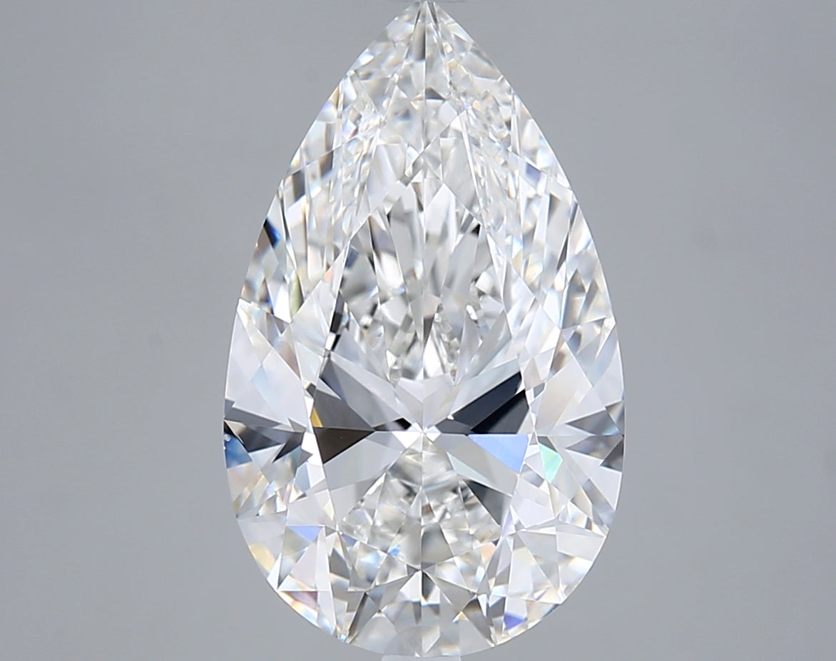 5.06 Carat Pear Shaped, Excellent Cut, F Color, VVS2 Clarity, IGI Certified Lab Grown Diamond