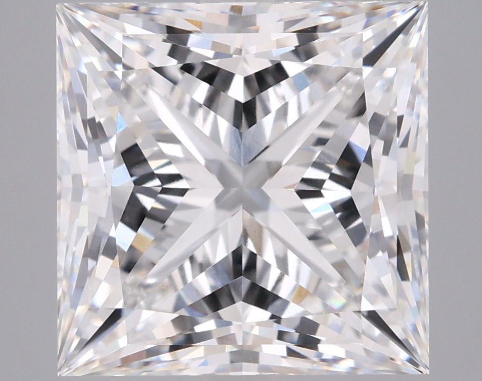 5.04 Carat Princess Shaped, Ideal Cut, E Color, VVS2 Clarity, IGI Certified Lab Grown Diamond