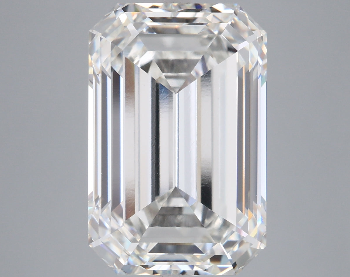 10.11 Carat Emerald Shaped, Ideal Cut, F Color, VVS2 Clarity, IGI Certified Lab Grown Diamond