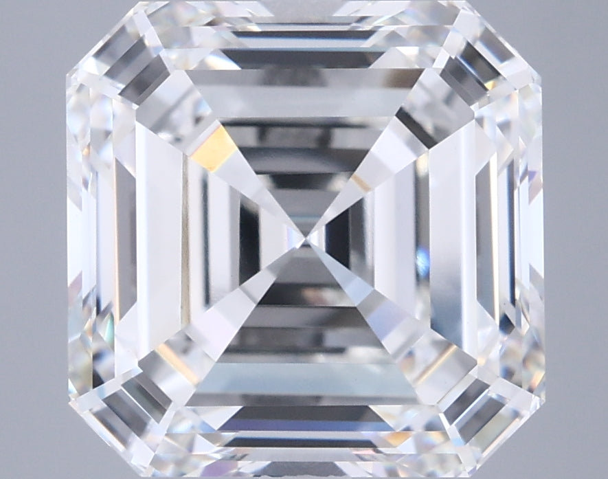 6.62 Carat Asscher Shaped, Excellent Cut, E Color, VVS2 Clarity, IGI Certified Lab Grown Diamond