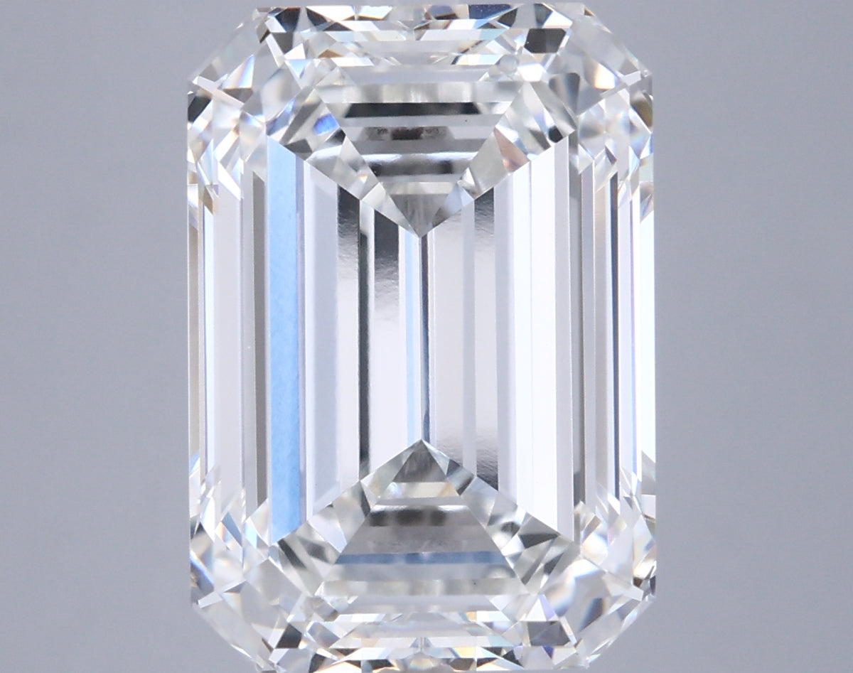10.04 Carat Emerald Shaped, Ideal Cut, F Color, VVS2 Clarity, IGI Certified Lab Grown Diamond