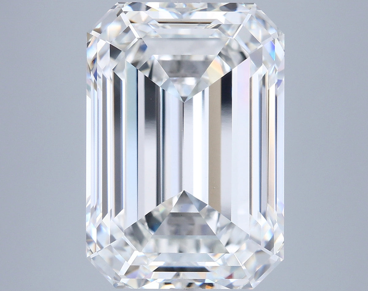 9.01 Carat Emerald Shaped, Ideal Cut, F Color, VS1 Clarity, IGI Certified Lab Grown Diamond