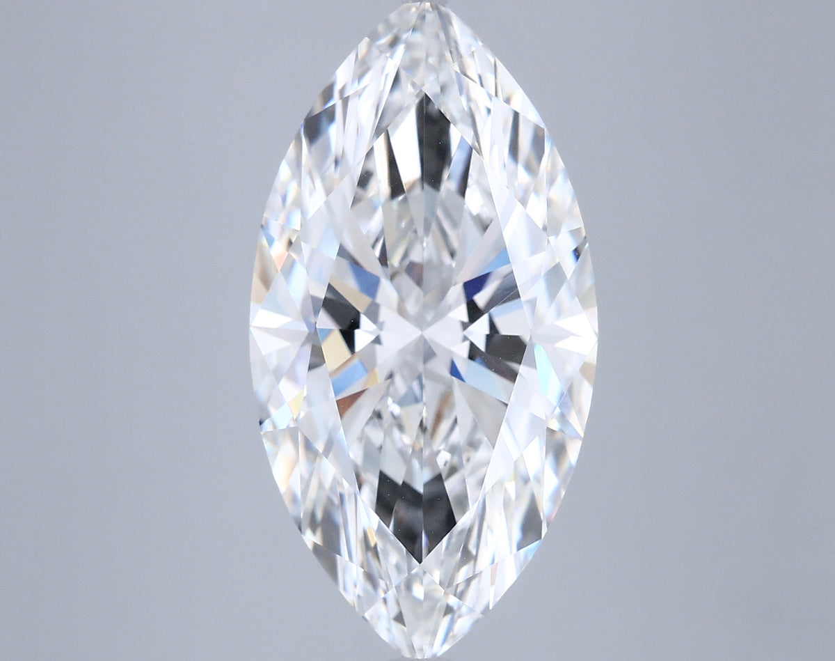 6.07 Carat Marquise Shaped, Ideal Cut, E Color, VVS2 Clarity, IGI Certified Lab Grown Diamond