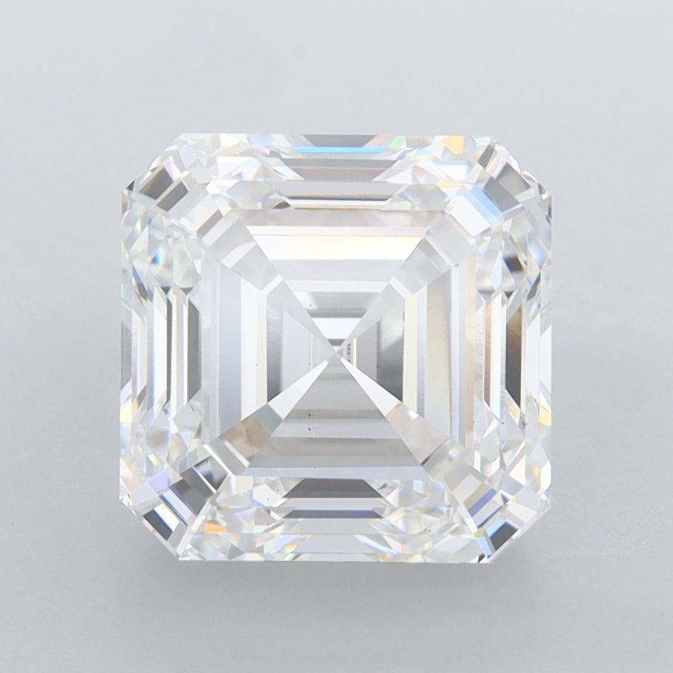 4.04 Carat Asscher Shaped, Ideal Cut, E Color, VS2 Clarity, IGI Certified Lab Grown Diamond