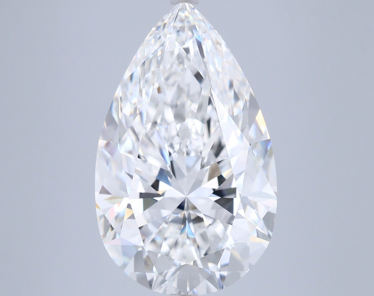 7.09 Carat Pear Shaped, Excellent Cut, E Color, VVS2 Clarity, IGI Certified Lab Grown Diamond