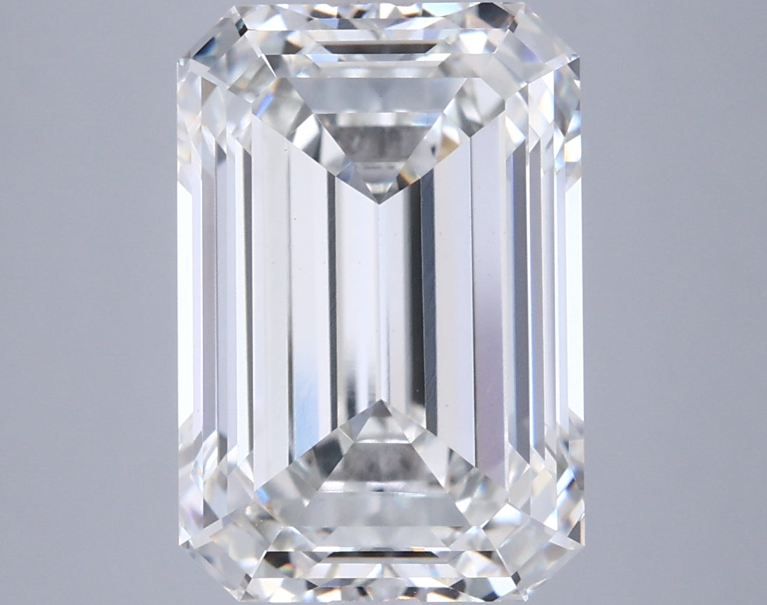 6.35 Carat Emerald Shaped, Ideal Cut, F Color, VVS2 Clarity, IGI Certified Lab Grown Diamond