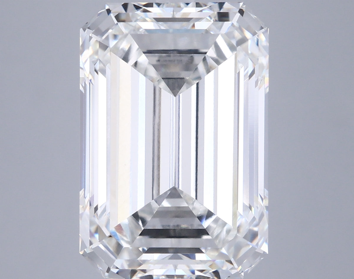 10.09 Carat Emerald Shaped, Ideal Cut, F Color, VVS2 Clarity, IGI Certified Lab Grown Diamond