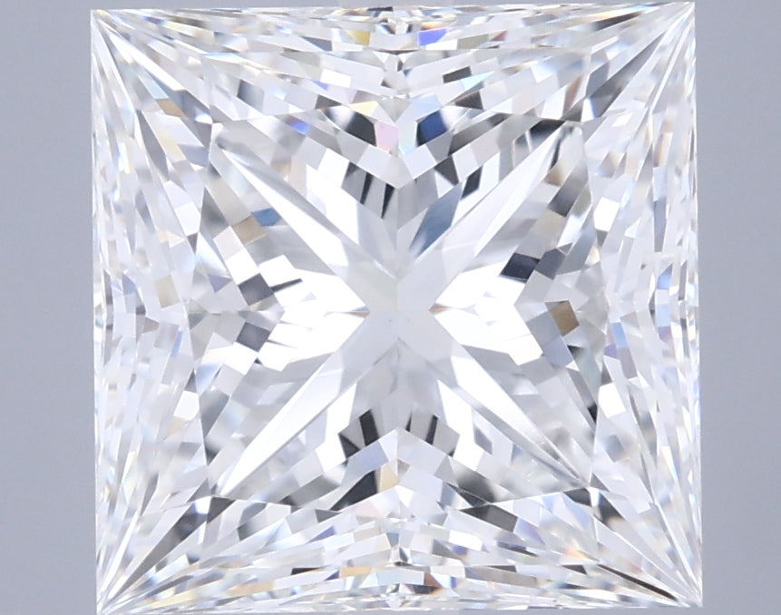 6.09 Carat Princess Shaped, Ideal Cut, F Color, VVS2 Clarity, IGI Certified Lab Grown Diamond