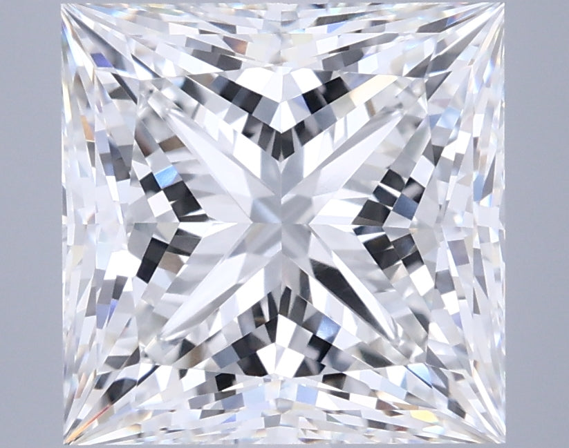 5.52 Carat Princess Shaped, Ideal Cut, F Color, VVS2 Clarity, IGI Certified Lab Grown Diamond