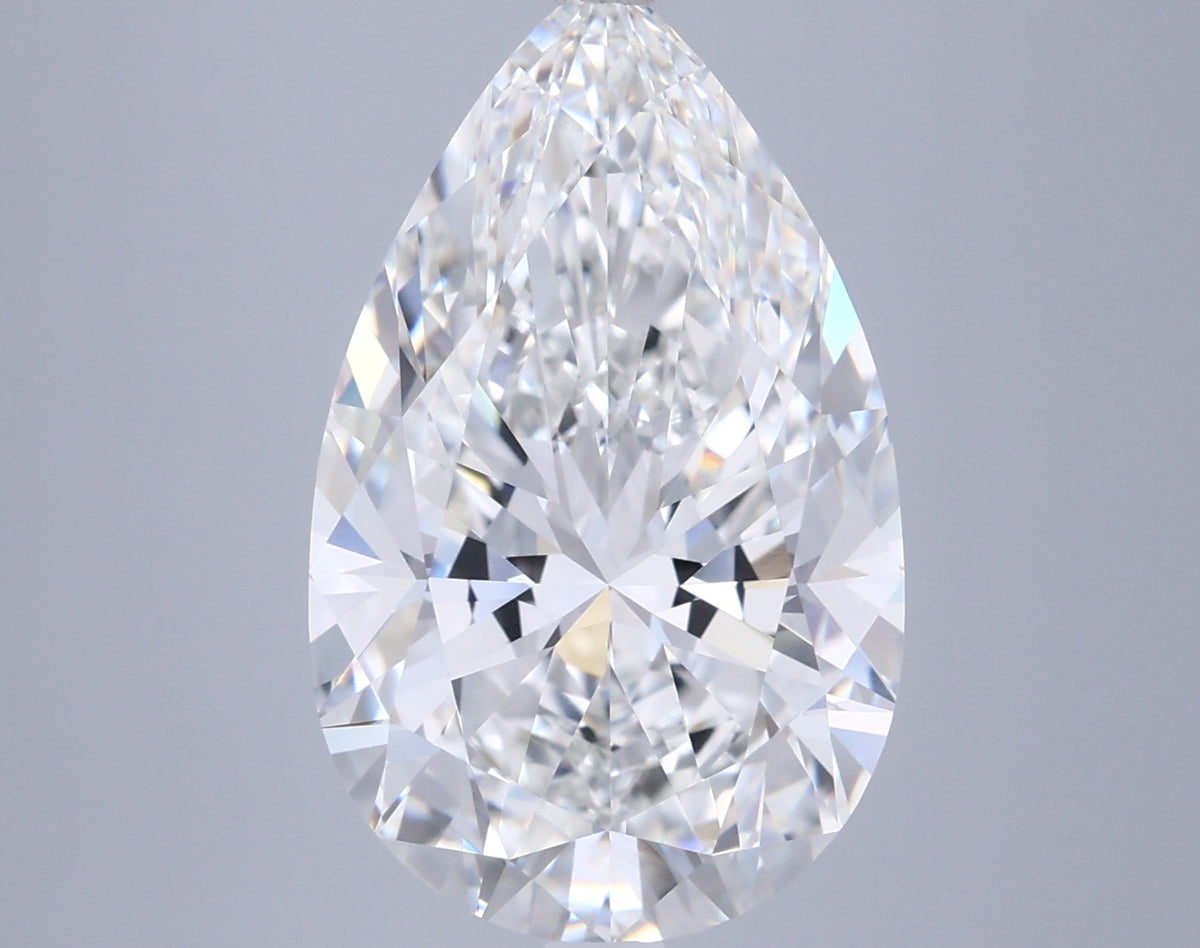 6.03 Carat Pear Shaped, Excellent Cut, F Color, VVS2 Clarity, IGI Certified Lab Grown Diamond