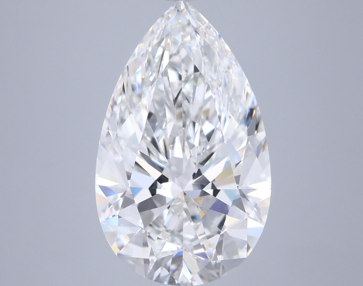 6.10 Carat Pear Shaped, Ideal Cut, F Color, VVS2 Clarity, IGI Certified Lab Grown Diamond