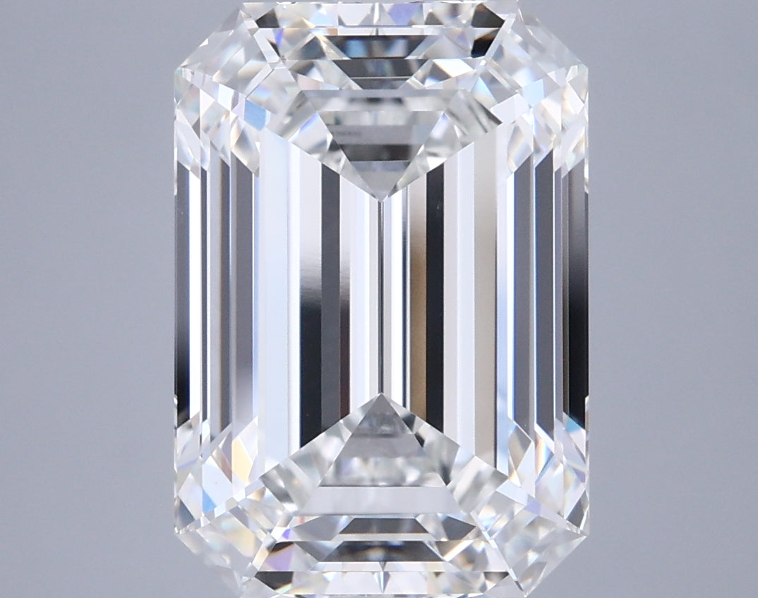 6.74 Carat Emerald Shaped, Ideal Cut, F Color, VVS2 Clarity, IGI Certified Lab Grown Diamond