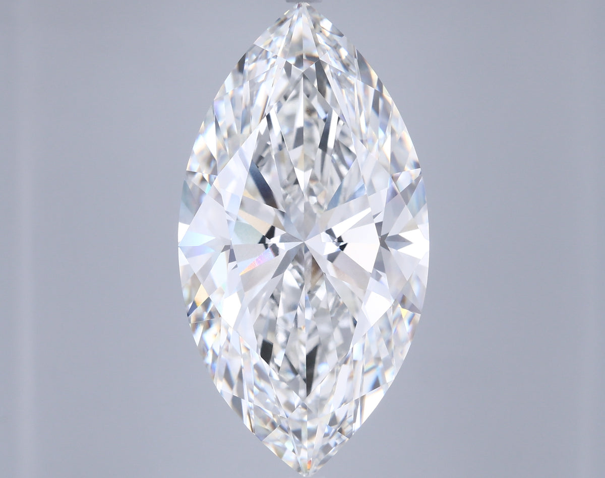 15.03 Carat Marquise Shaped, Ideal Cut, F Color, VVS2 Clarity, IGI Certified Lab Grown Diamond