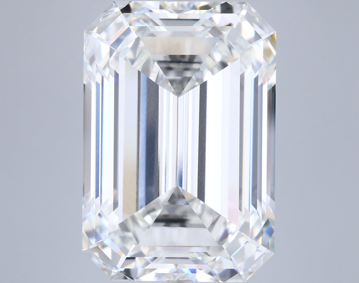 15.15 Carat Emerald Shaped, Ideal Cut, F Color, VVS2 Clarity, IGI Certified Lab Grown Diamond