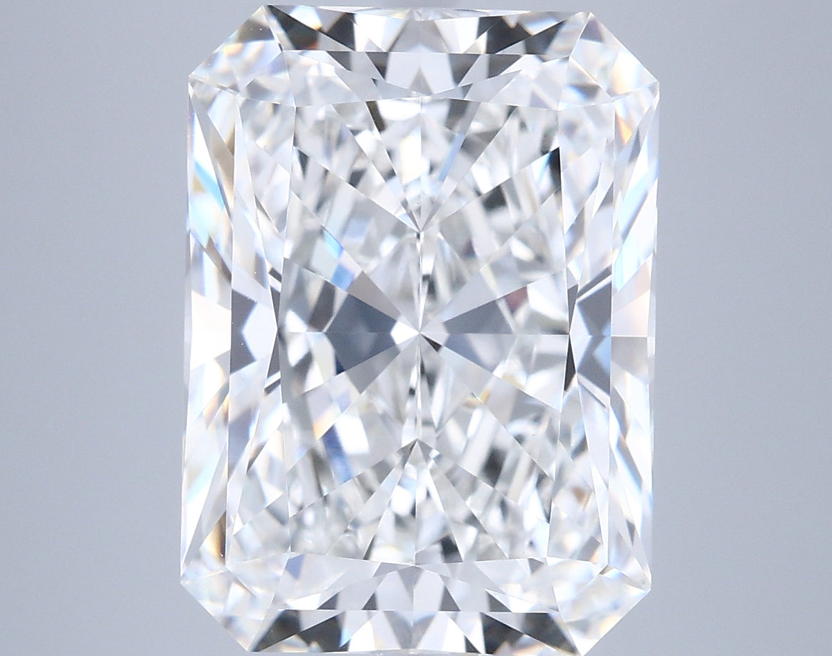 7.64 Carat Radiant Shaped, Ideal Cut, F Color, VVS2 Clarity, IGI Certified Lab Grown Diamond