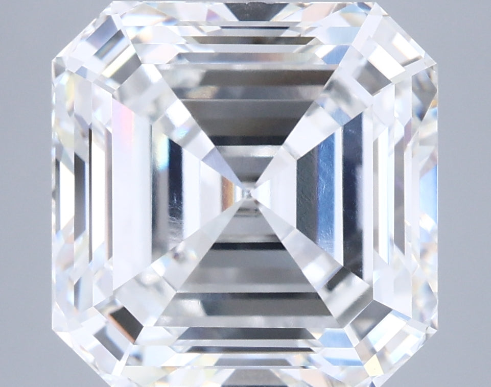 8.09 Carat Asscher Shaped, Ideal Cut, F Color, VVS2 Clarity, IGI Certified Lab Grown Diamond