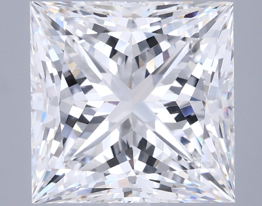 6.29 Carat Princess Shaped, Ideal Cut, F Color, VVS2 Clarity, IGI Certified Lab Grown Diamond