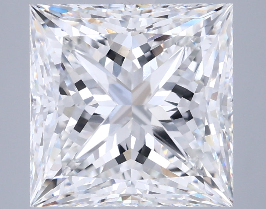 6.02 Carat Princess Shaped, Ideal Cut, F Color, VVS2 Clarity, IGI Certified Lab Grown Diamond