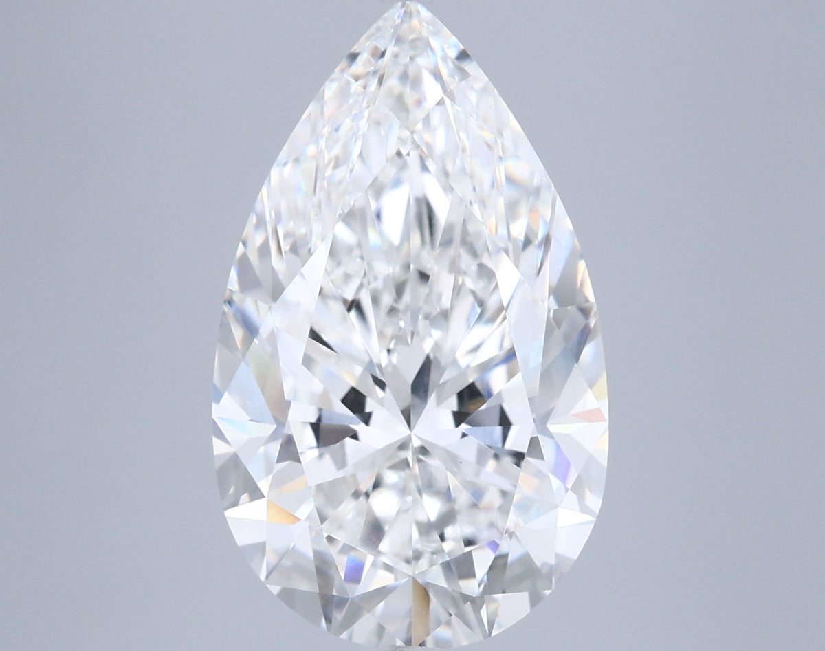 6.03 Carat Pear Shaped, Excellent Cut, E Color, VVS2 Clarity, IGI Certified Lab Grown Diamond