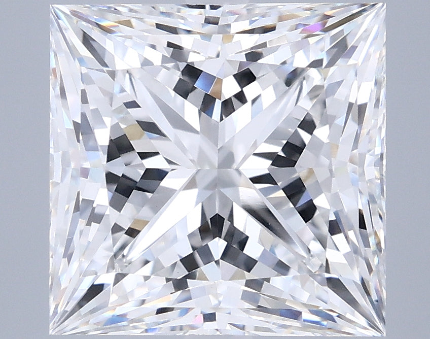 6.07 Carat Princess Shaped, Ideal Cut, E Color, VVS2 Clarity, IGI Certified Lab Grown Diamond