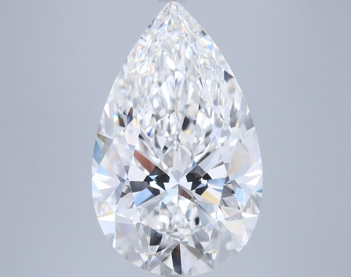 6.01 Carat Pear Shaped, Excellent Cut, E Color, VVS2 Clarity, IGI Certified Lab Grown Diamond
